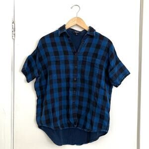 Madewell Cotton Courier Blue Buffalo Check Button Down Shirt XS